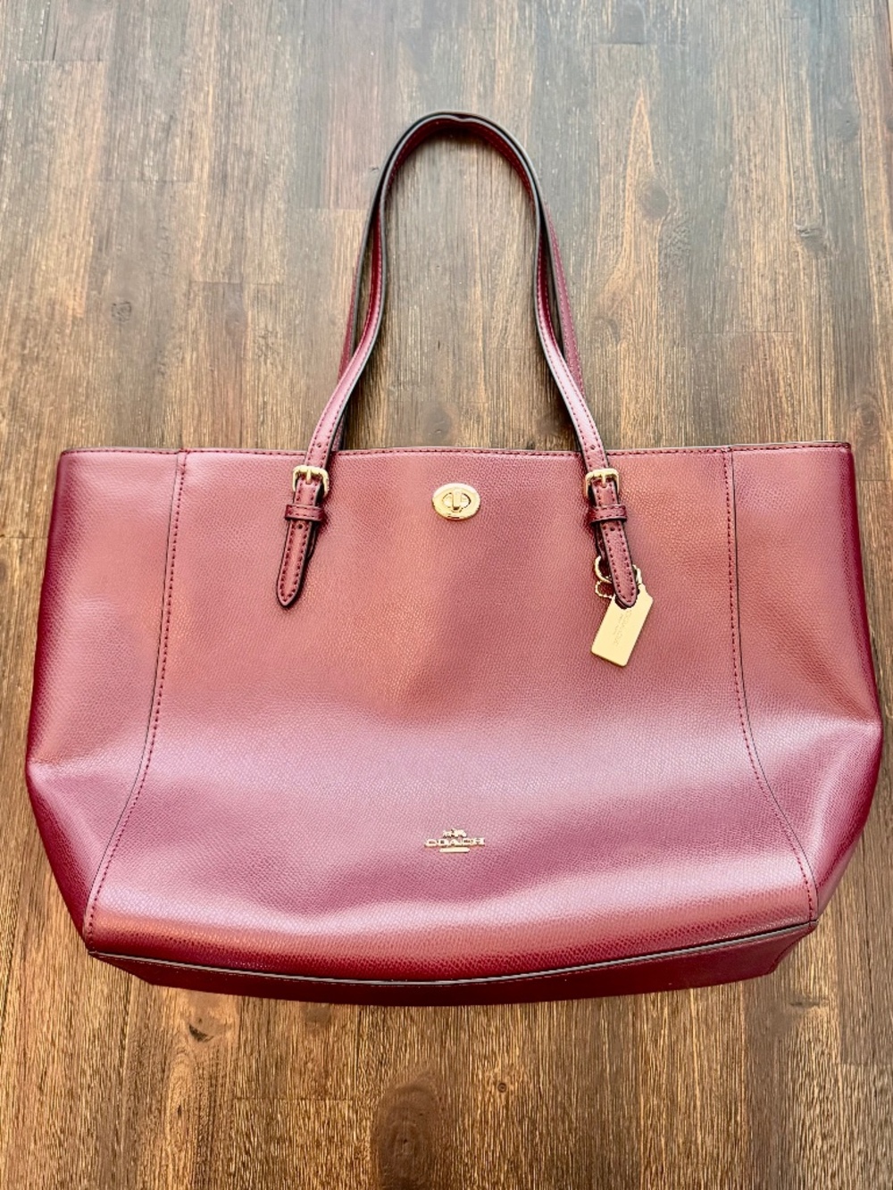 Coach Oxblood Pebbled Leather Tote Bag